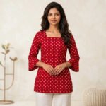 Red Polka Dot Lace-up Top