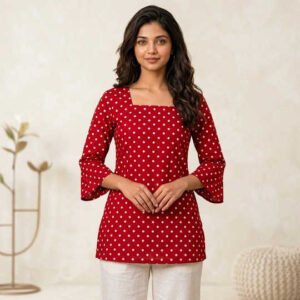 Red Polka Dot Lace-up Top