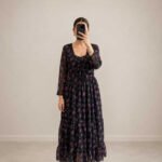 Black Floral Tie-Front Maxi Dress