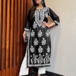 Black Embroidered Cotton Kurta