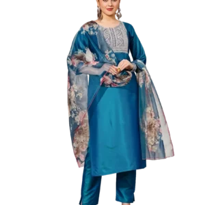 Women's Teal Blue Embroidered