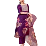 Purple Floral Embroidered Salwar Suit Set